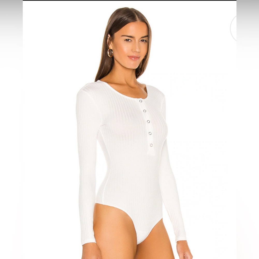 Lovers + Friends Lina White Long Sleeve Button-Up Top bodysuit - XS